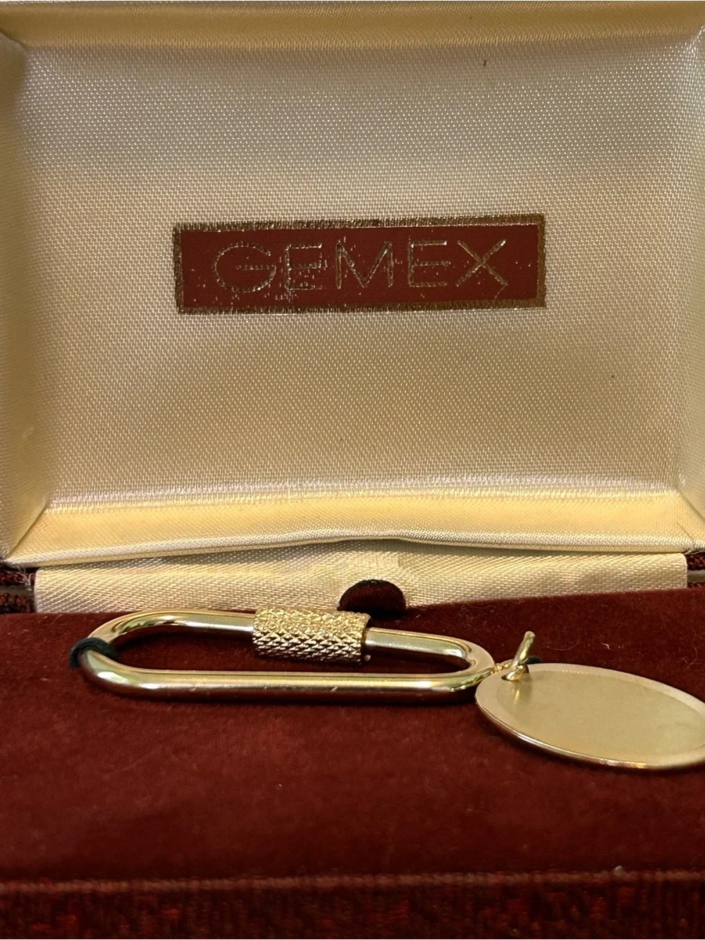 GEMEX Gold Oval ID Tag Carabiner Keychain